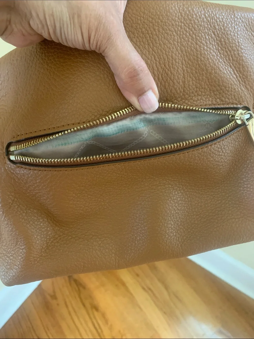 MICHAEL KORS Pebbled “Acorn” Leather Hobo Shoulder Bag with Gold Hardware